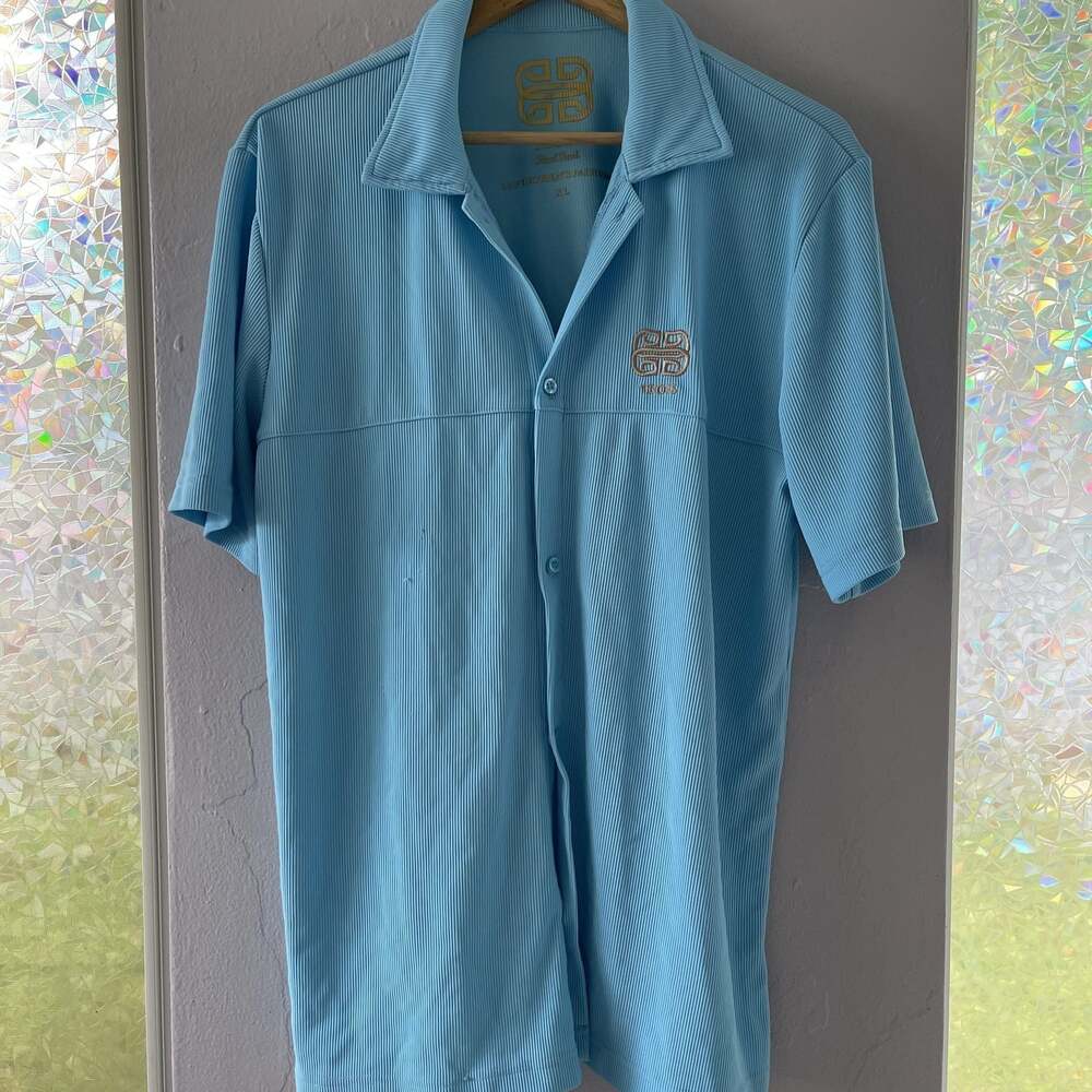 Tboss Luxury Men's Fashion Light Blue Short Sleeve Button-Up Shirt XL